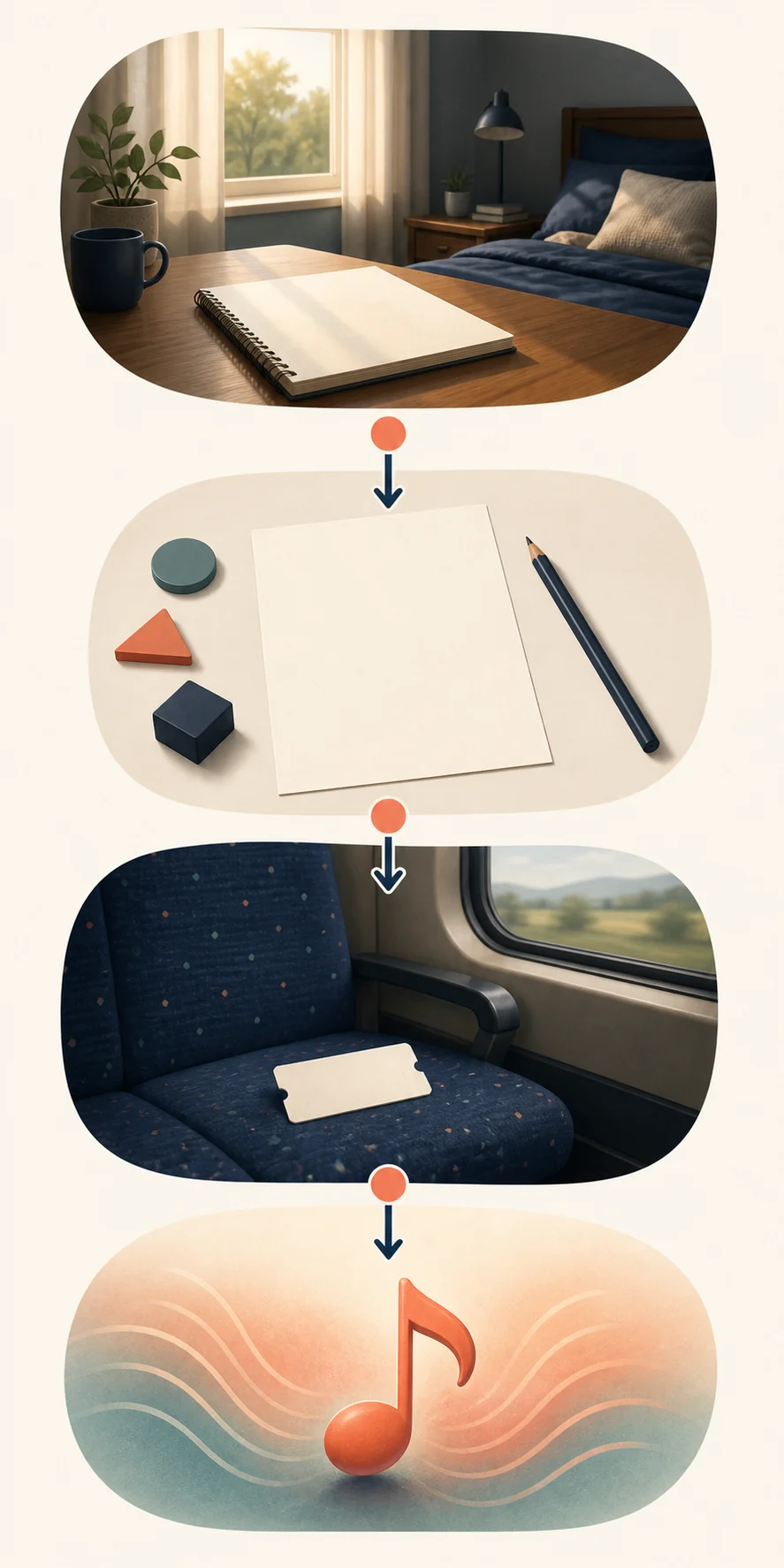Editorial flow showing a scene, concrete details, a changed perspective, and an emotional return for a song verse